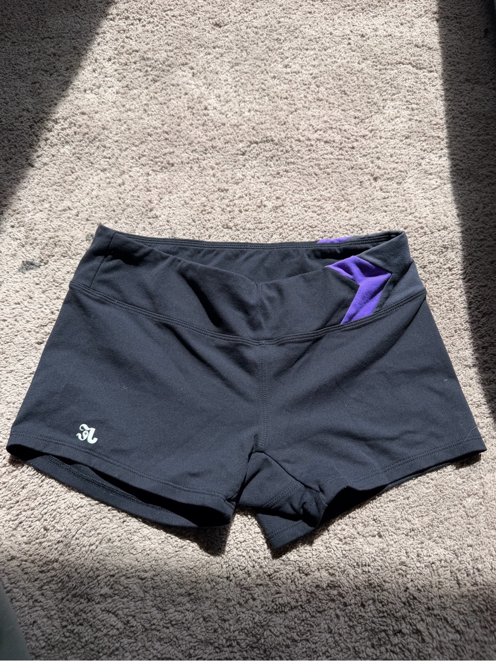 Women's Black DanceWear Athletic Shorts with Purple Accent